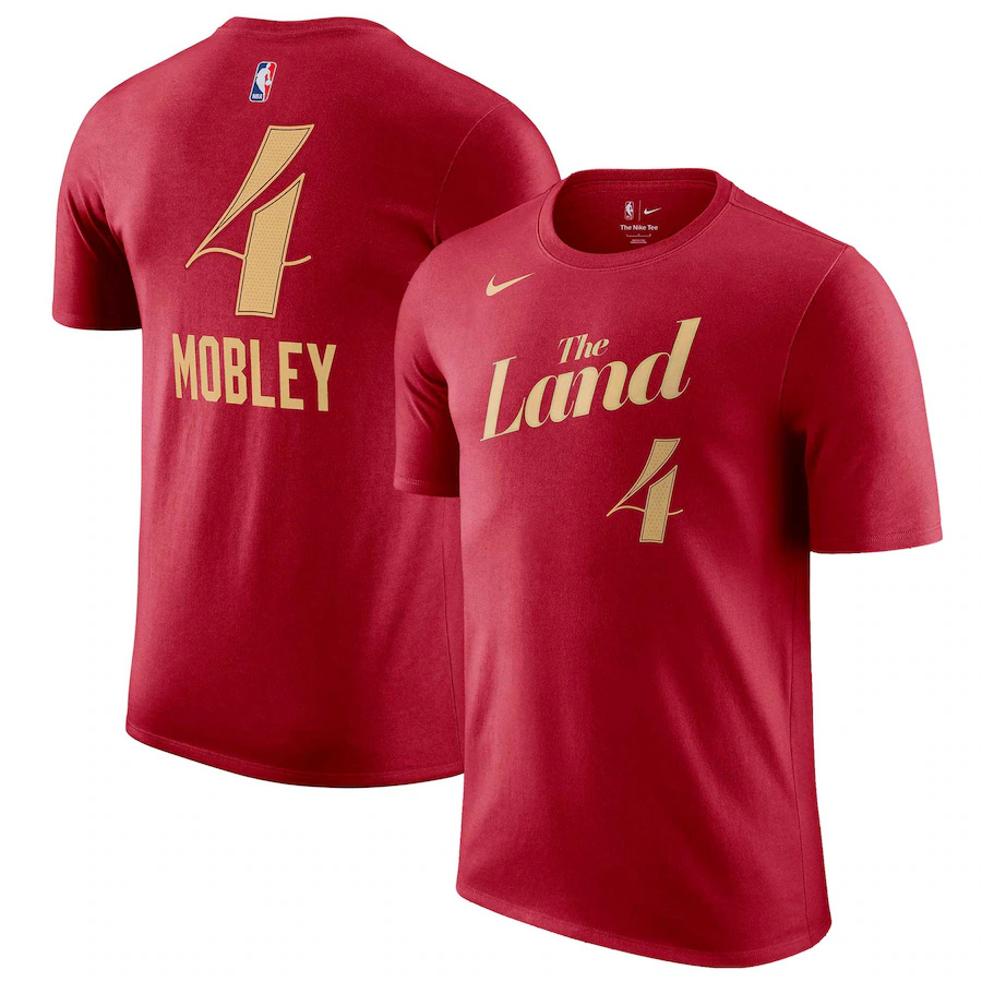 Men's Cleveland Cavaliers #4 Evan Mobley Wine 2023/24 City Edition Name & Number T-Shirt